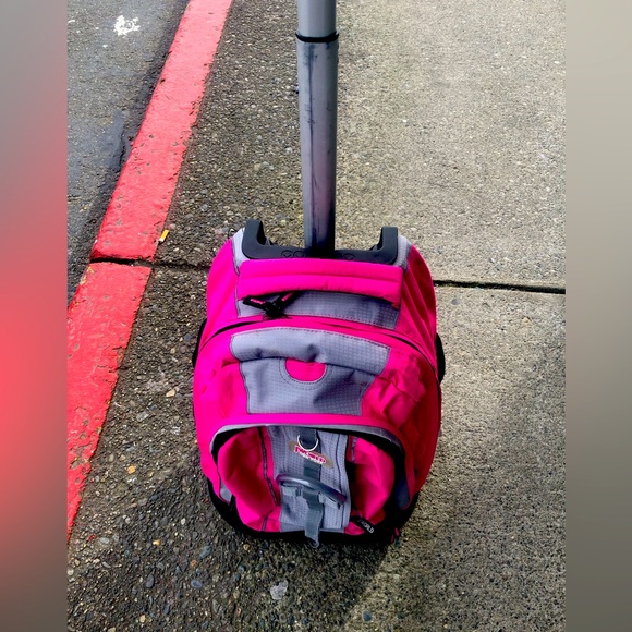 Sundance Girl’s Pink Gray Laptop Rolling Backpack (19.5 Inch) - Picture 3 of 10